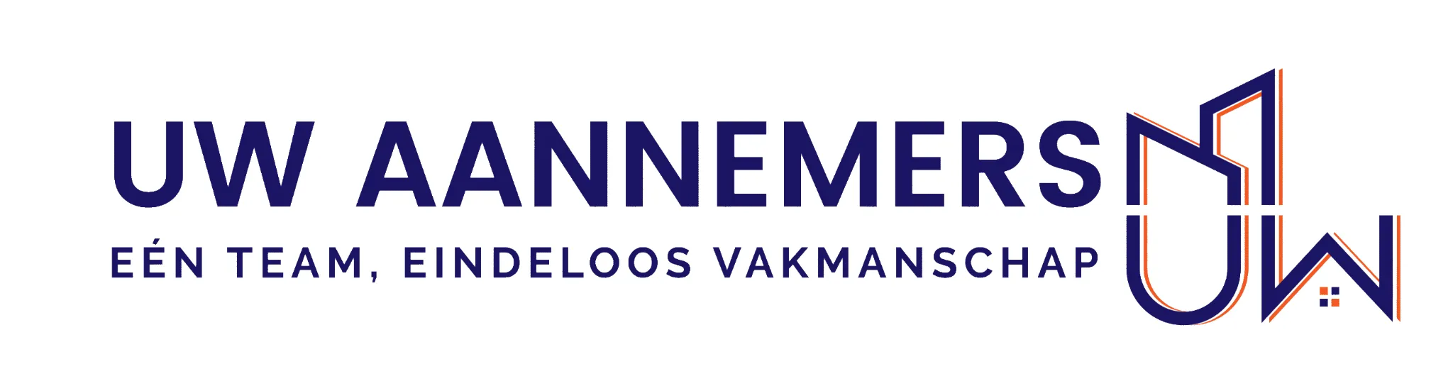Logo van UW AANNEMERS . met slogan "Eén team, eindeloos vakmanschap"