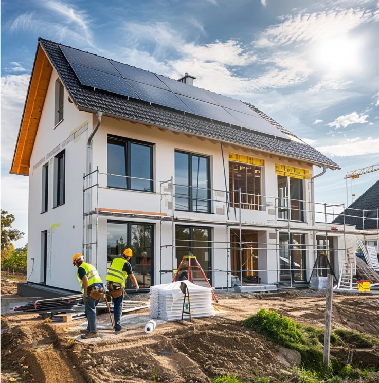 Bouwplaats van een nieuwbouwwoning in Den Haag door aannemersbedrijf UW Aannemers