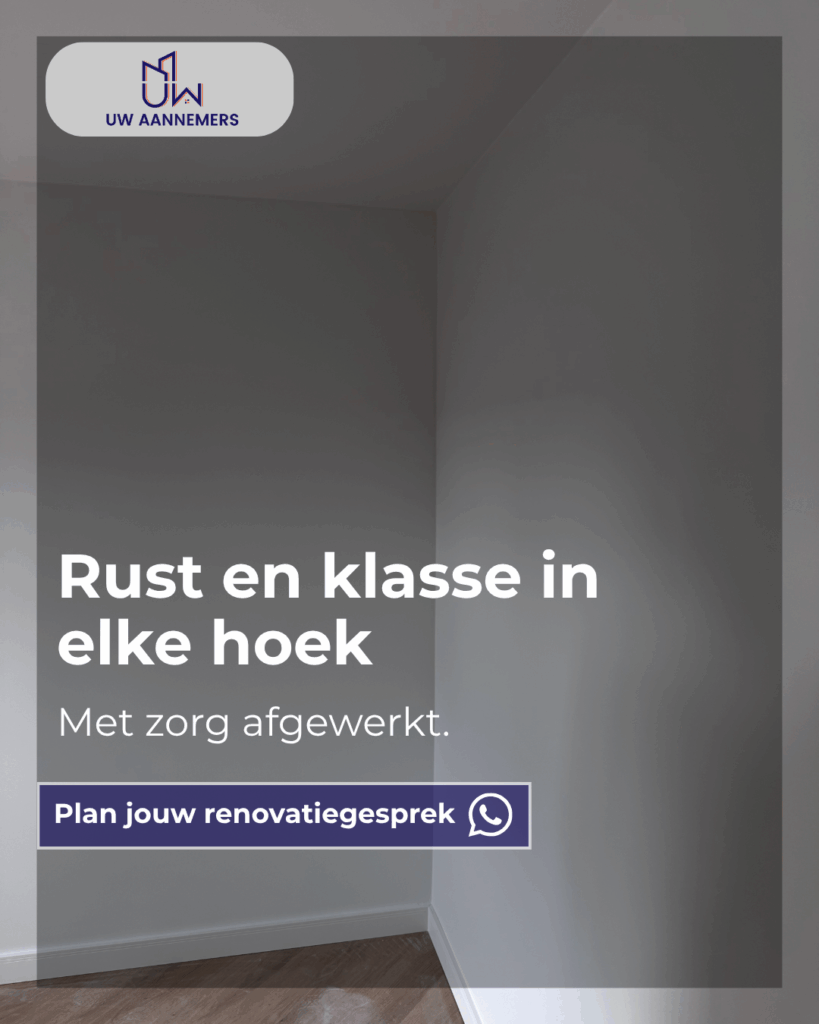 Strak stucwerk en afgewerkte muur in moderne woning – Uw Aannemers Den Haag