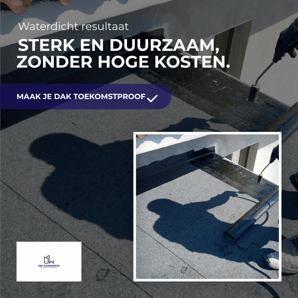 Dakdekker in Den Haag brengt nieuwe bitumen daklaag aan voor duurzaam en waterdicht resultaat.